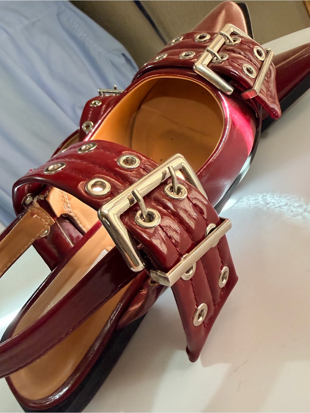 Forever 21 Burgundy Pointed Buckle Mules - Picture 5 of 5